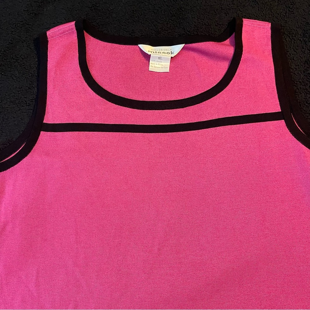 Misook women’s pink tank top black trim vintage size XL - Picture 5 of 8